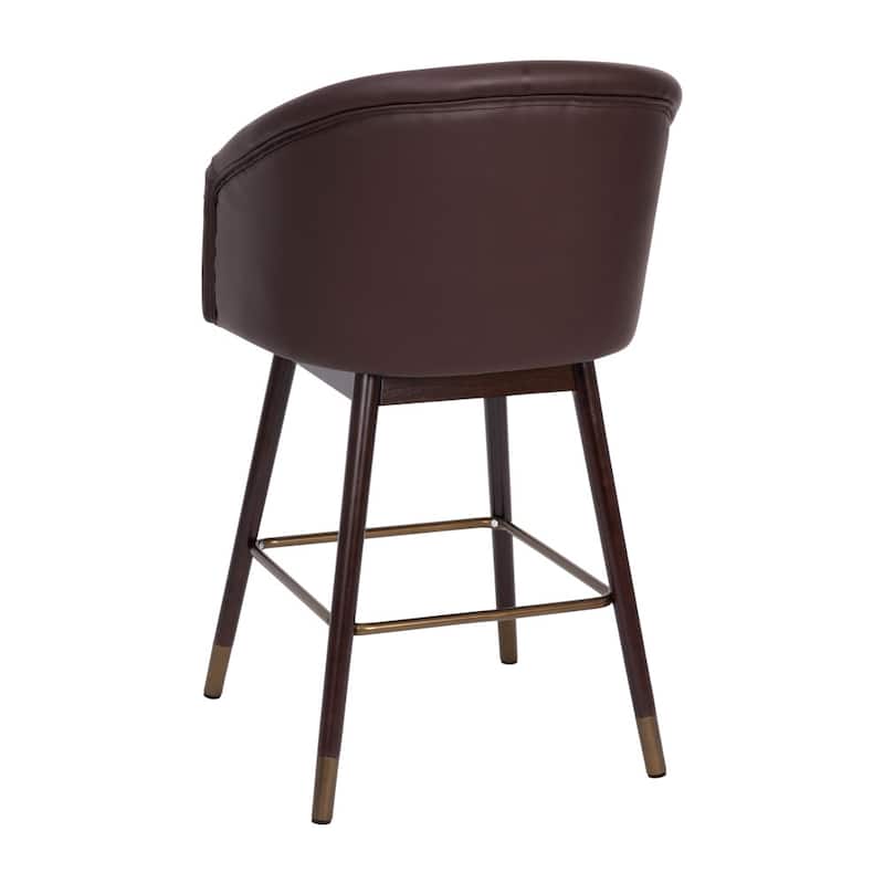 Upholstered Counter Stool with Wooden Legs