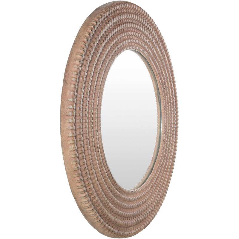 Jolie Distressed Farmhouse Round Mirror - 28"H x 28"W