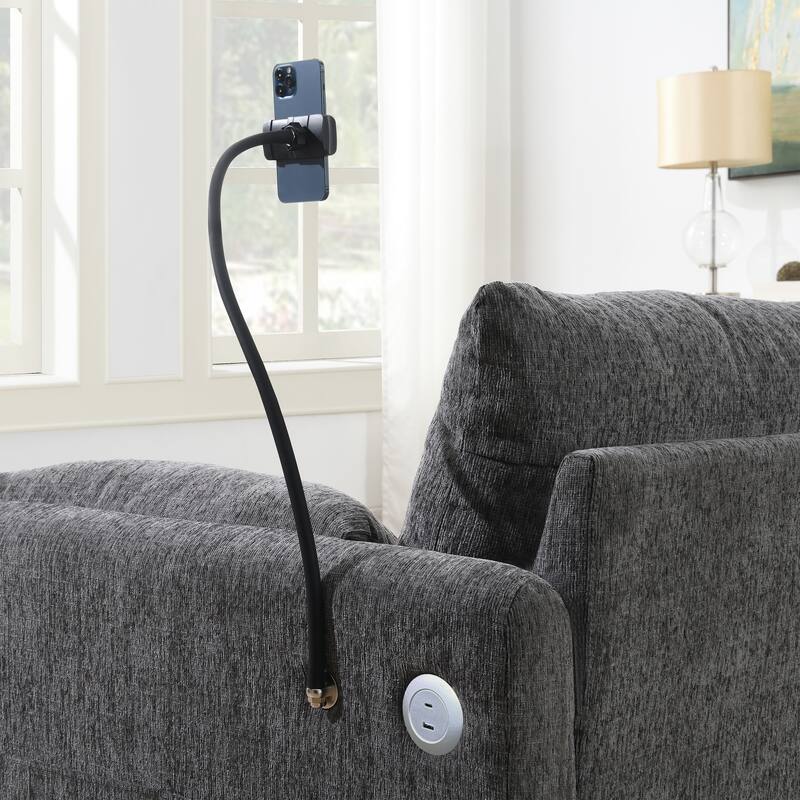 Roomfitters 96.5" L-Shaped Sectional Sofa with Storage Ottoman, Phone Holder, USB Charging, Deep Seat Chenille Couch