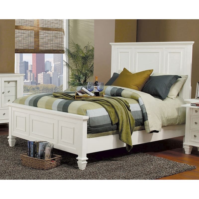 Aurillac Coastal Wood Panel Bed - White - Queen