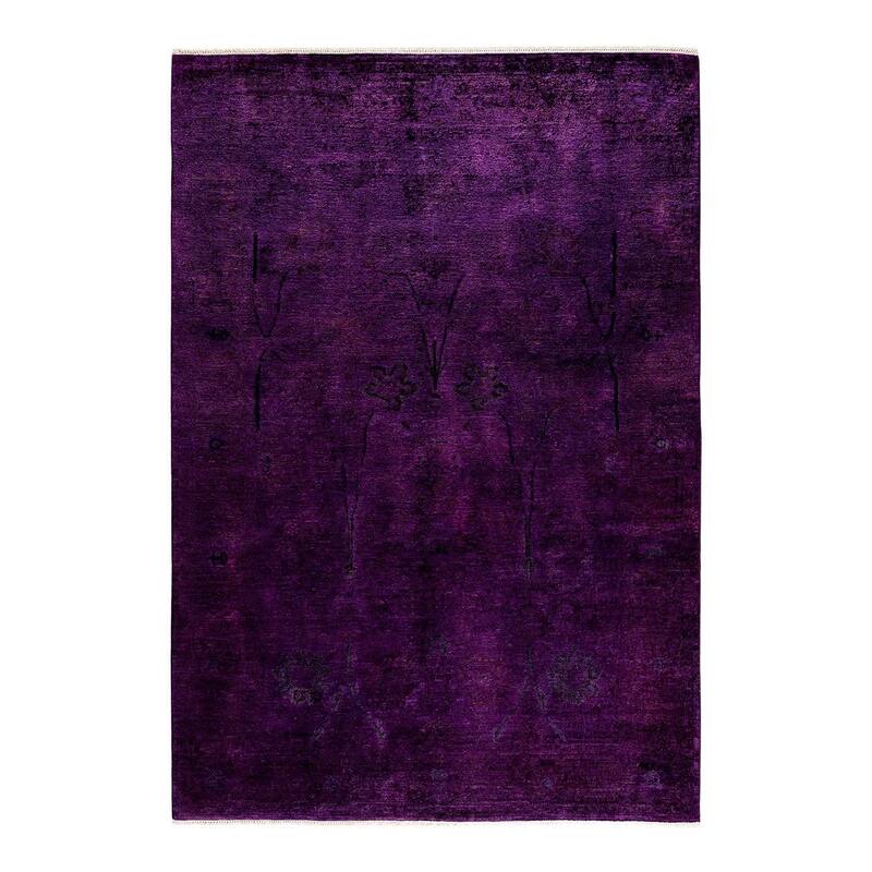 Vibrance, One-of-a-Kind Hand-Knotted Area Rug - Purple, 5' 10" x 8' 7" - 5' 10" x 8' 7"