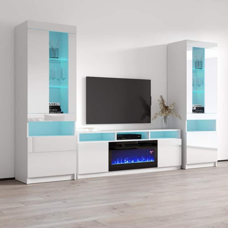 Reno 05 Electric Fireplace Modern Wall Unit Entertainment Center