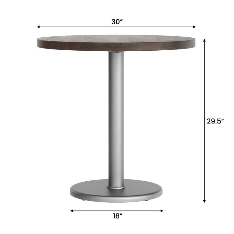 Round Solid Wood Commercial Tabletop with 18" Round Dining Height Base - 30"W x 30"D x 29.5"H