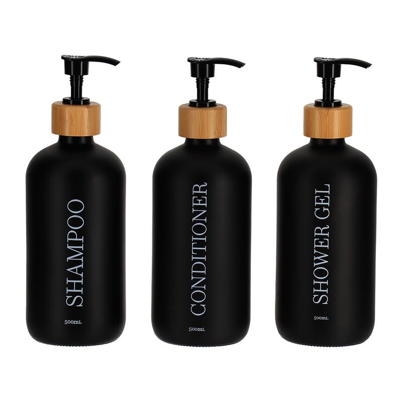 Set of 3 Refillable Shower Dispensers 17 fl oz (500ml) - 3 L x 3 W x 8.5 H
