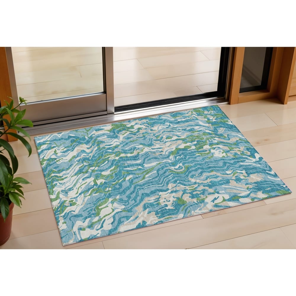 HomeRoots Abstract Transitional Rectangle Outdoor Rug