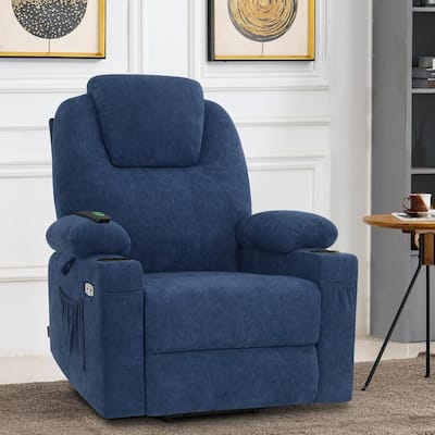 MCombo Large Power Lift Recliner Chair with Massage, Cup Holders, Extended Footrest, Fabric 7516