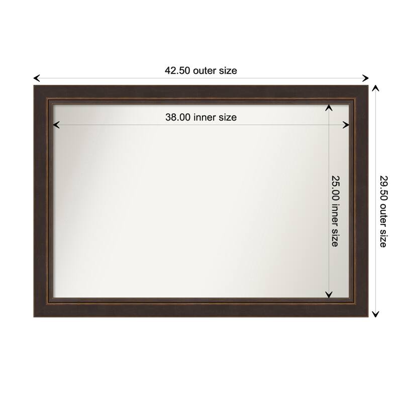 Lara Bronze Framed Non-Beveled Custom Wall Mirror, Bathroom Vanity Mirror - Outer Size: 42.5 x 29.5