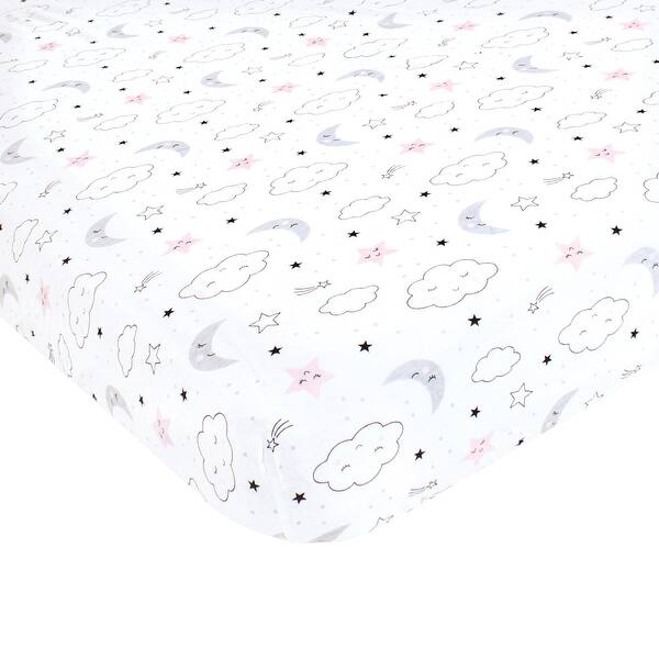 slide 1 of 1, Hudson Baby Infant Girl Cotton Fitted Crib Sheet, Dreamer, One Size - Dreamer - One Size One Size - Dreamer