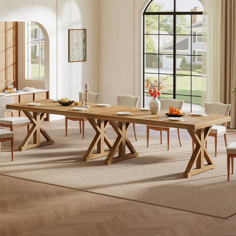 Solid Wood Dining Table, 63" Long Farmhouse Kitchen Table for 4-6 People - 31.49" D x 62.99" W x 30.51" H