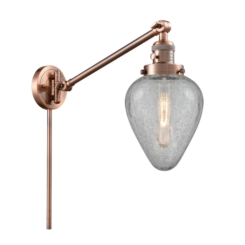 Innovations Lighting Geneseo Single Light 25" Tall Wall Sconce / - Antique Copper / Clear Crackle