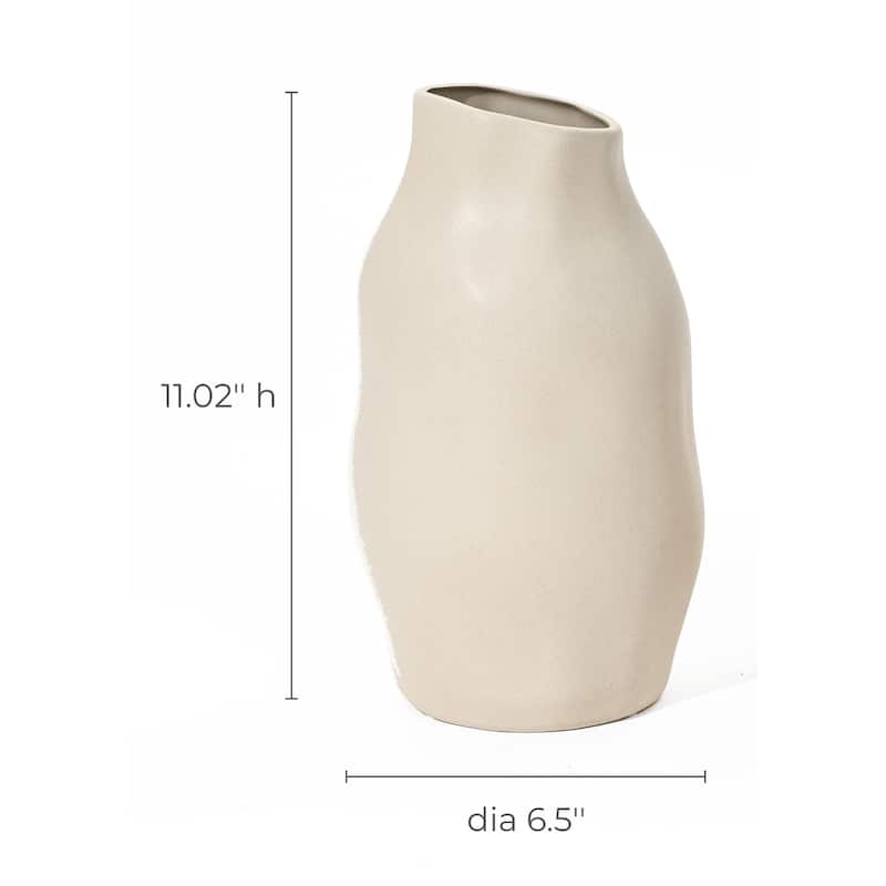 2-Piece Ivory Ceramic Modern Vase Set