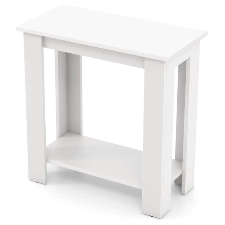2-Tier Modern Compact End Table with Storage Shelf - 23.5" x 12" x 24"