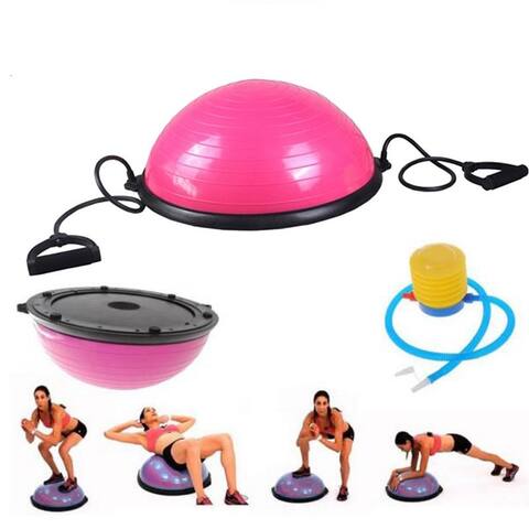 Balance Ball Trainer,Half Yoga Exercise Ball with Resistance Bands - 23 in