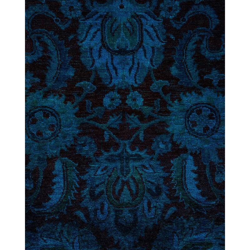 Overton Hand Knotted Wool Vintage Inspired Modern Contemporary Overdyed Blue Area Rug - 3' 1" x 5' 0"