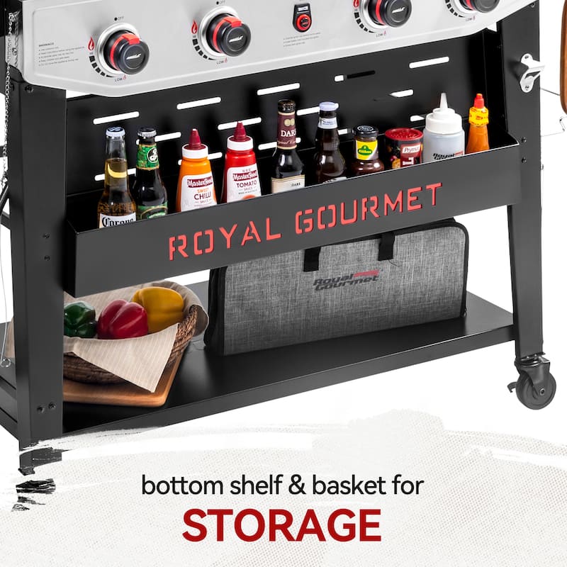 Royal Gourmet 4-Burner Gas Grill and Griddle Combo,Black & Silver