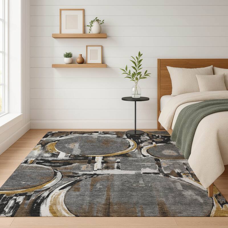 Machine Washable Indoor/ Outdoor Modern Erie Chantille Rug