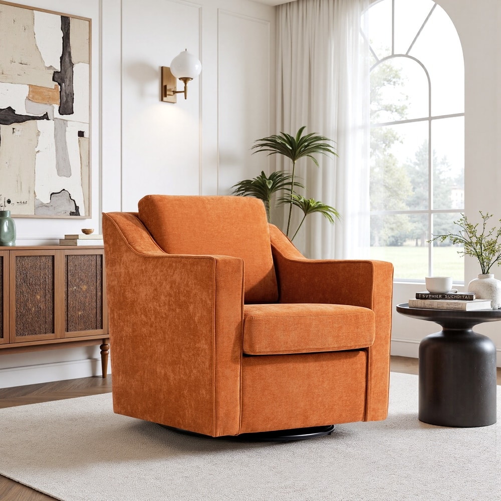 30'' W Vegan Leather/ Chenille Swivel Accent Chair