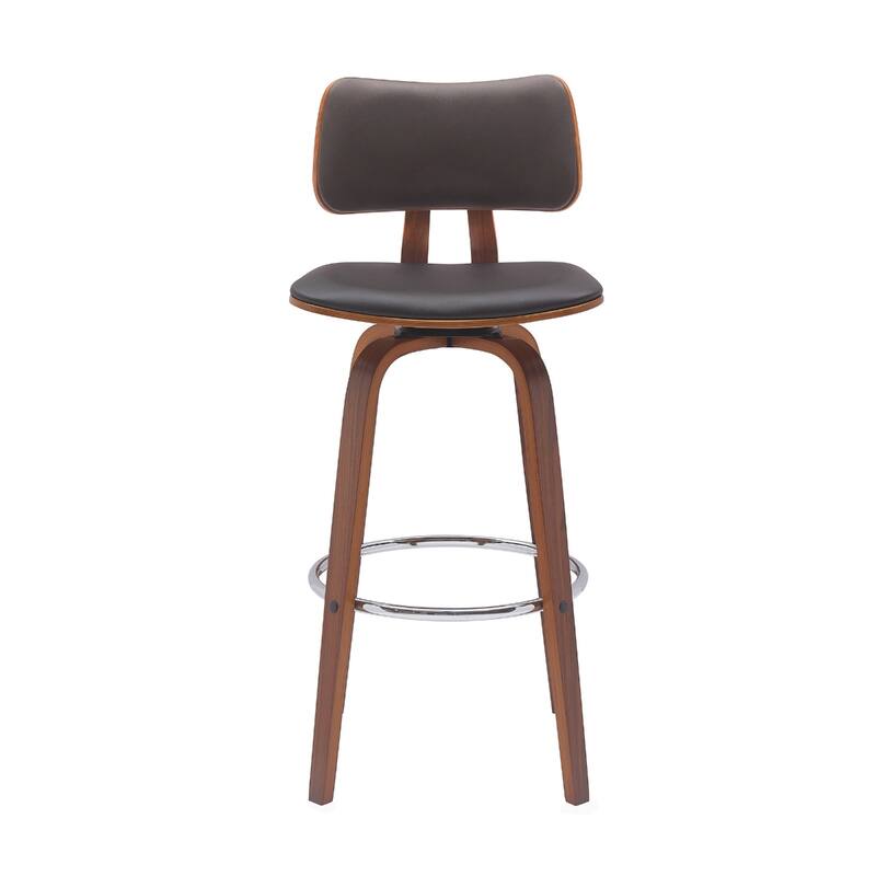Faux Leather Armless Counter Height Bar Chair with Wood Frame, Swivel and Footrest