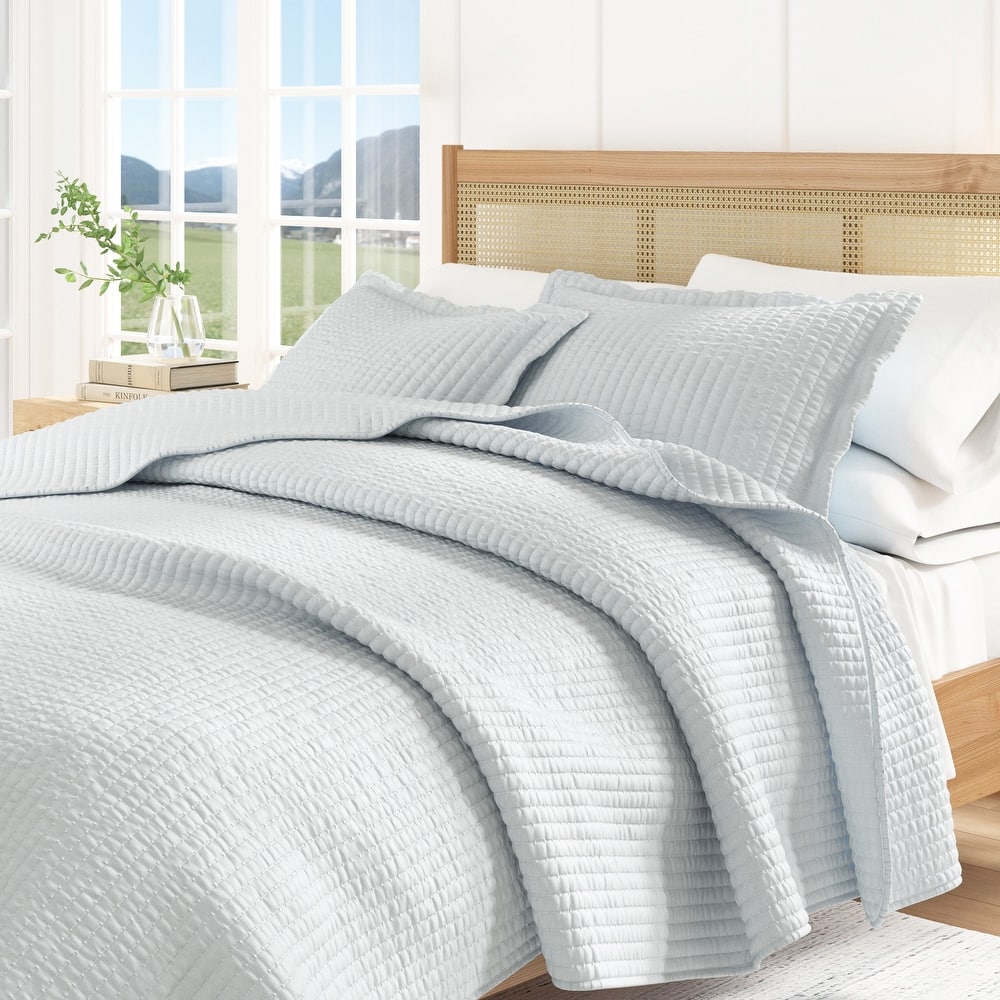 Linery & Co. Detailed Channel Stitch Microfiber Quilt Set With Shams.