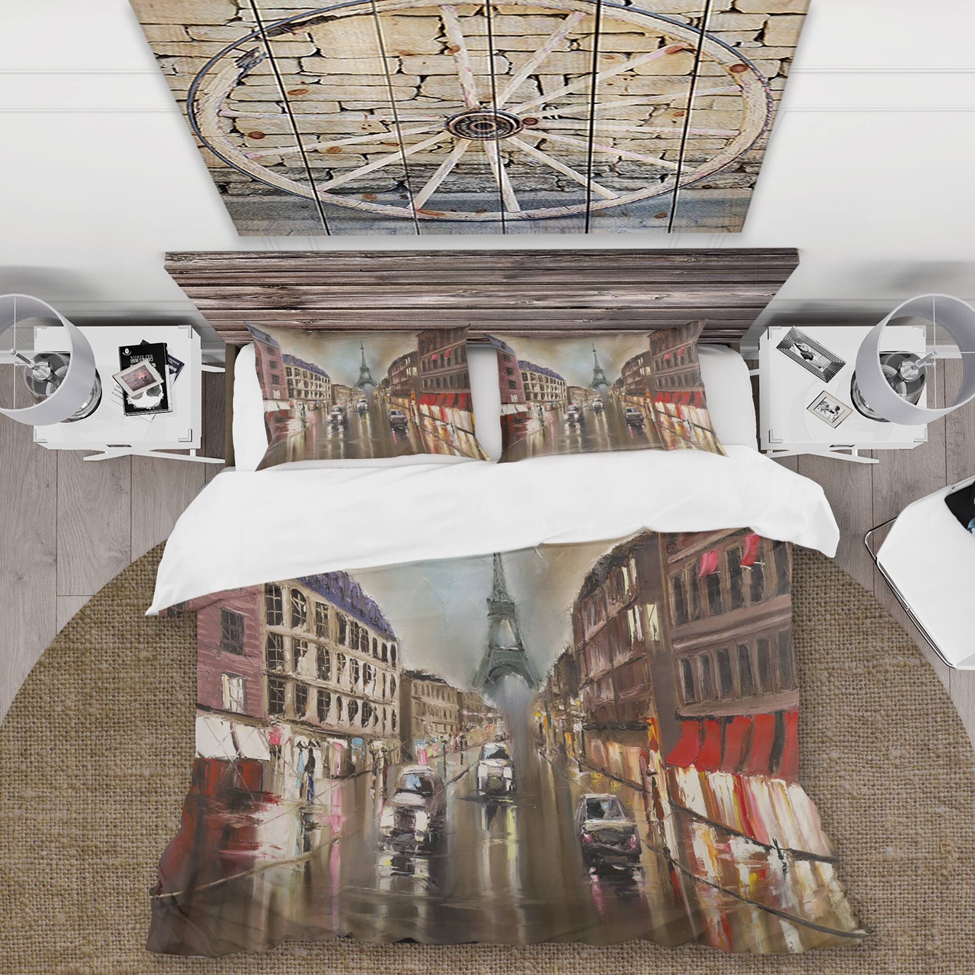 Designart 'Quiet Rainy Street In Gray Paris' Traditional Duvet Cover