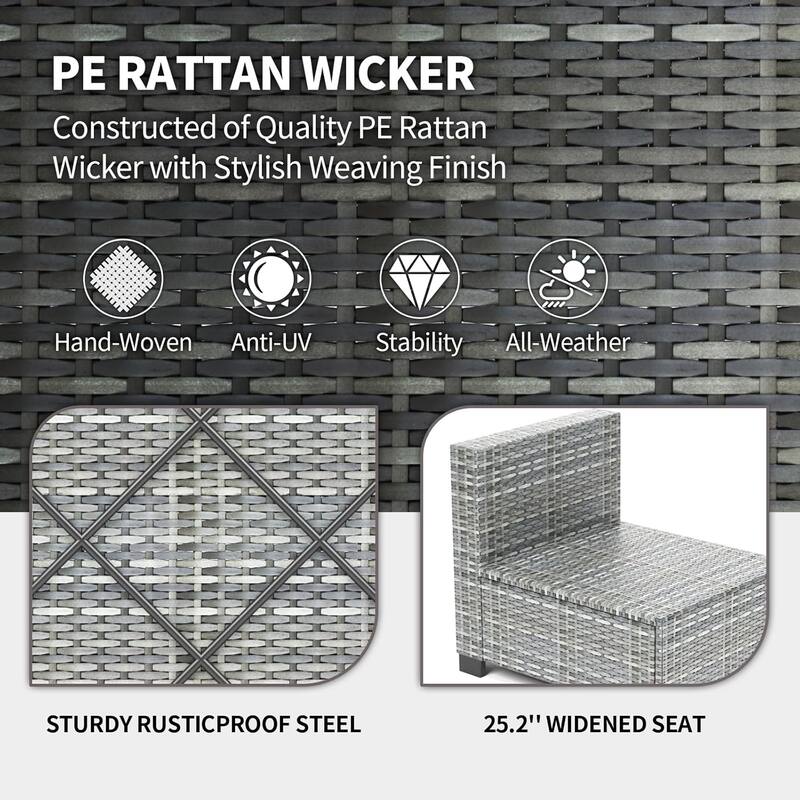 IDEALHOUSE 7-Piece PE Rattan Wicker Outdoor Patio Furniture Set
