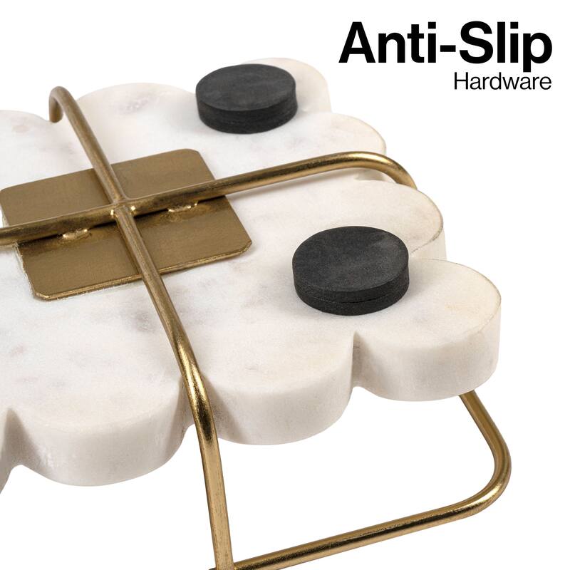 Monarch Modern Industrial Metal/Marble Scalloped Base Vanity Tray