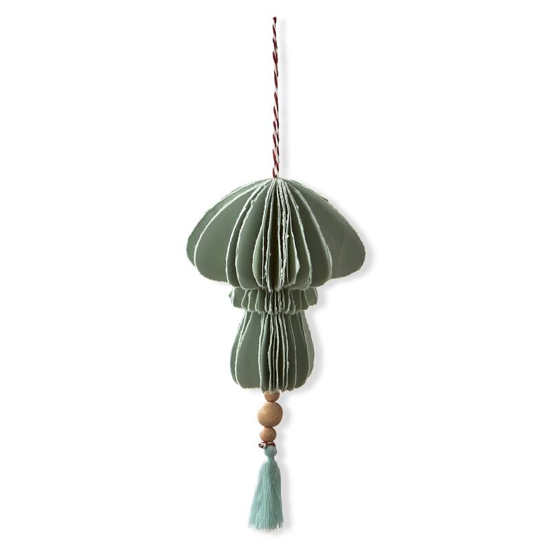 Seafoam Green Paper Drop Honeycomb Ornament - 4.7" Christmas Tree Decoration, Dust Clean, Festive Holiday Decor