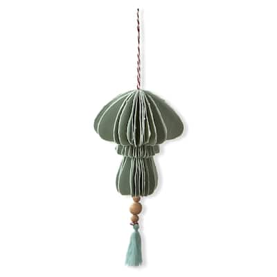 Seafoam Green Paper Drop Honeycomb Ornament - 4.7" Christmas Tree Decoration, Dust Clean, Festive Holiday Decor