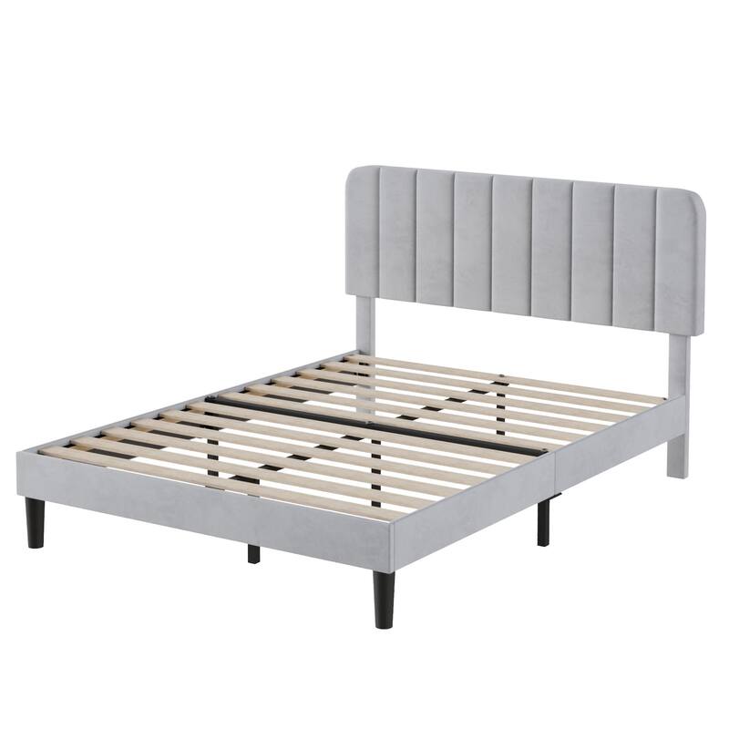Javlergo Upholstered Bed Frames with Height-adjustable Headboard
