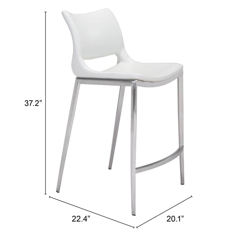 Ace Counter Stool White & Silver