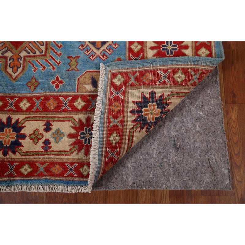 Blue Kazak Oriental Area Rug Handmade Traditional Wool Carpet - 4'0" x 6'4"