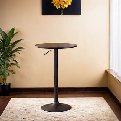 Round Top Adjustable Height with Black Leg And Base Metal Bar Table