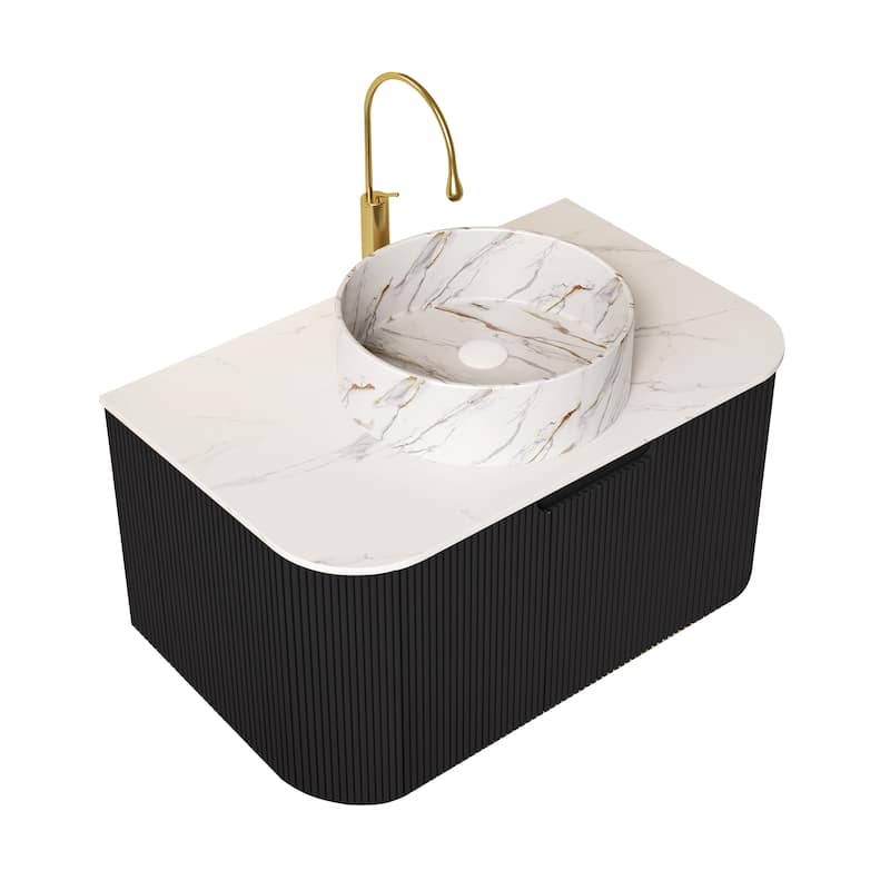 Wall-Mounted Floating Bathroom Vanity with Sink