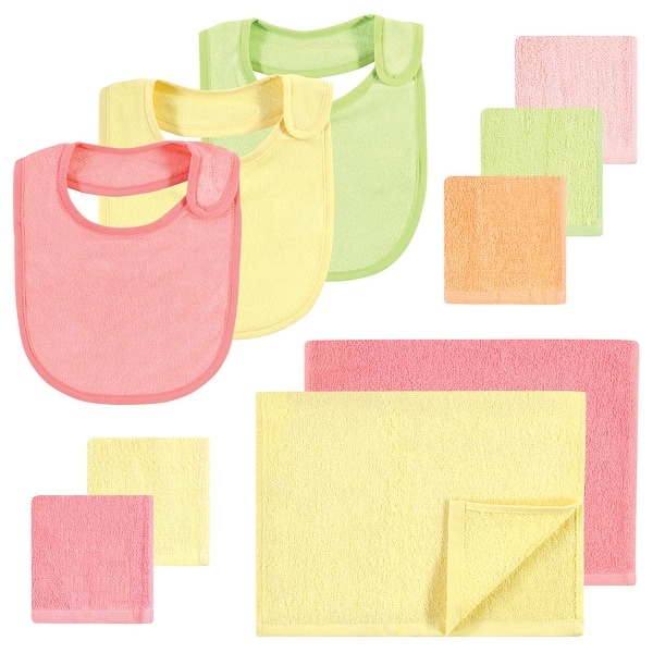 slide 1 of 1, Hudson Baby Infant Girl Rayon from Bamboo Bib, Burp Cloth and Washcloth 10Pk, Citrus, One Size - Citrus - One Size One Size - Citrus