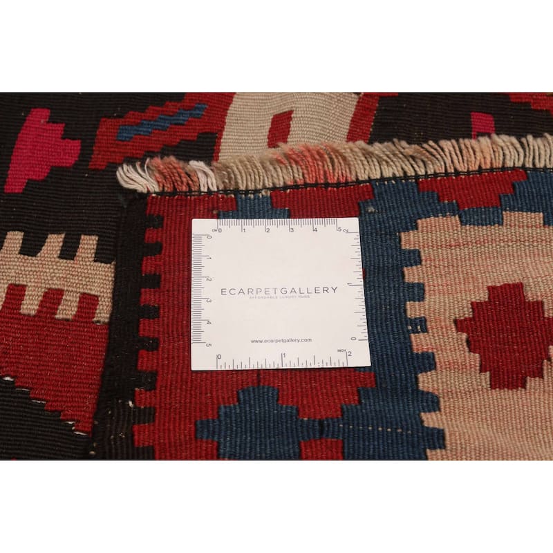 ECARPETGALLERY Flat-Weave Yoruk Black, Red Wool Kilim - 7'0 x 12'9