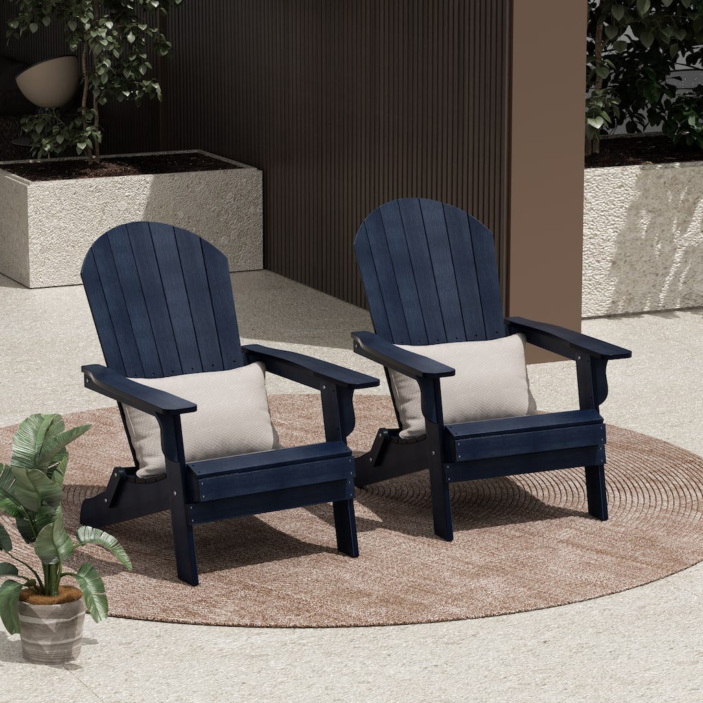 Vineyard HIPS Outdoor Folding Eco-Friendly All Weather Seashell Adirondack Chair (Set of 2)