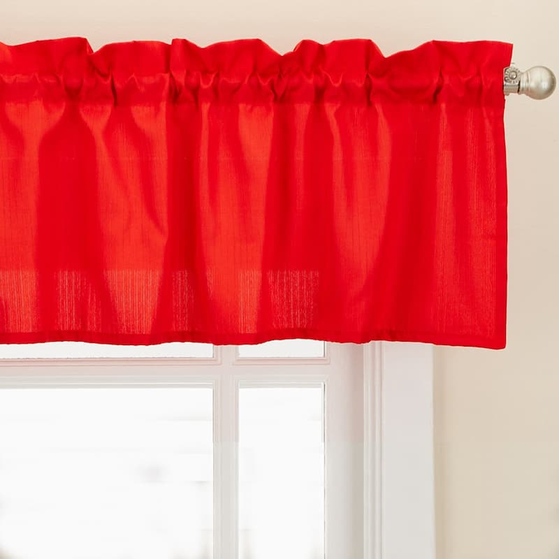 Opaque Red Ribcord Kitchen Curtain Pieces - Tiers/ Valances/ Swags - Valance