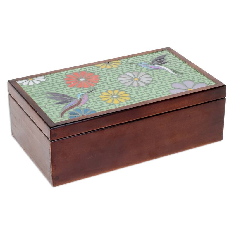 Novica Handmade Spring Visions Wood Tea Box