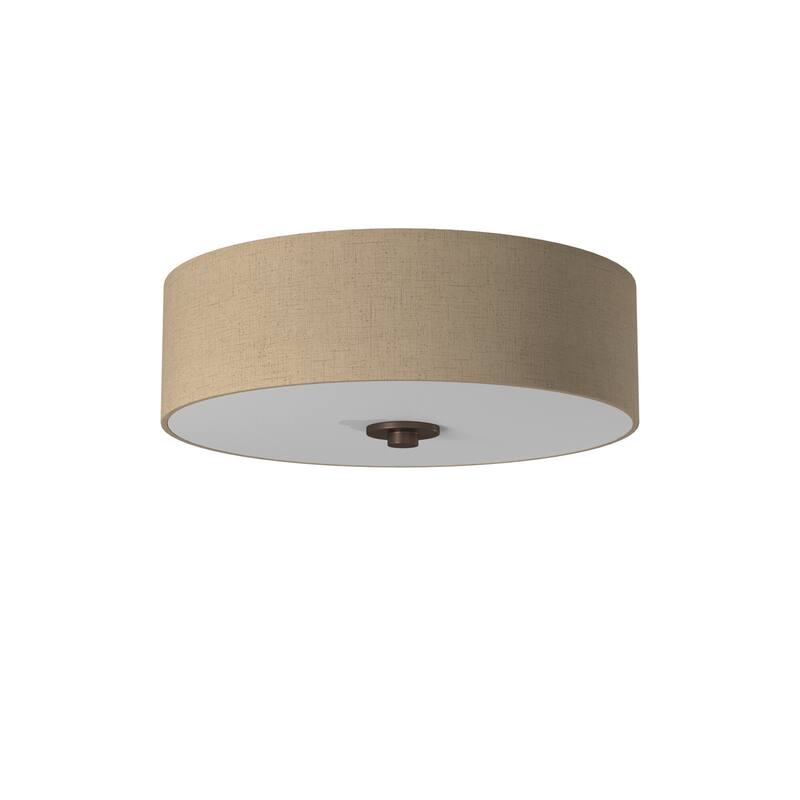 EVOLV Textile Classic 15-inch Dark Bronze Close-to-Ceiling Drum - Cream