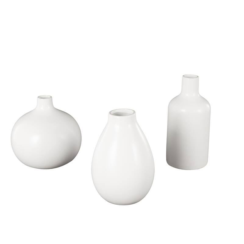 White or Black Ceramic Minimalistic Decorative Vase with Varying Shapes (Set of 3)