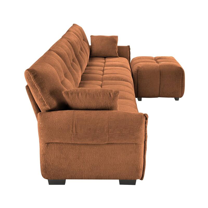 4-Seater U-Shaped Modular Sofa with 1 Ottomans & Pillows