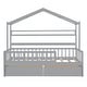 preview thumbnail 9 of 7, Grey Pinewood House Bed with Roof, 2 Drawers, and Shelf, Full-Length Guardrails