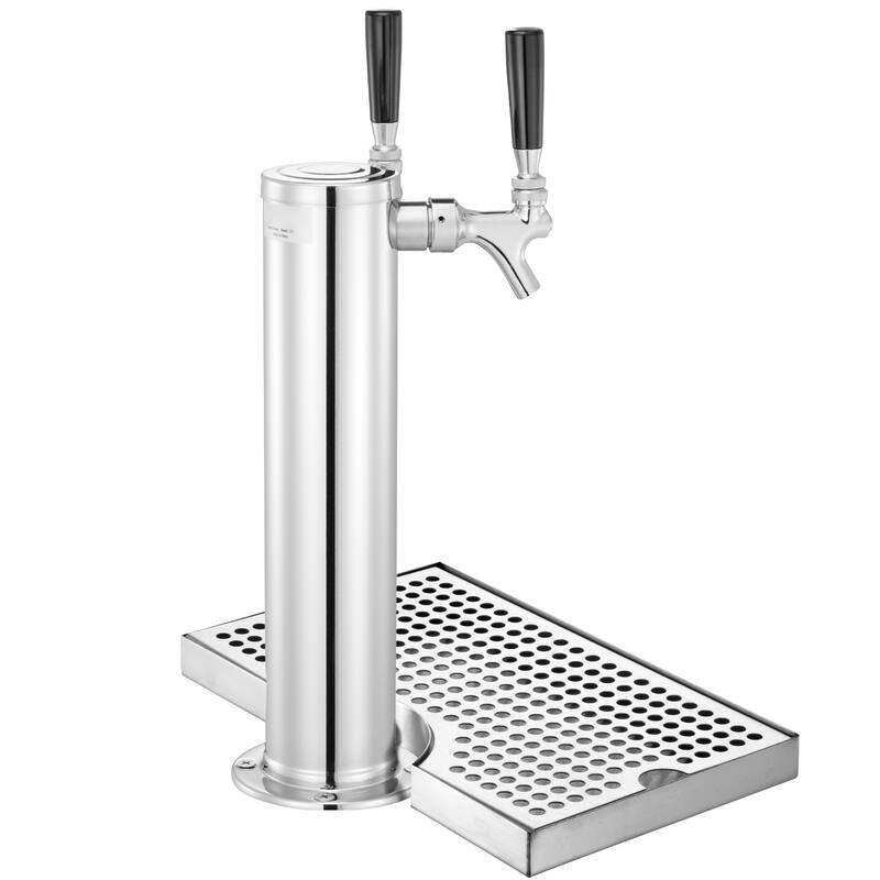 Kegerator Tower Kit, Beer Conversion Kit, Stainless Steel Keg Beer Tower Dispenser with Dual Gauge CGA320 Regulator - Dual Taps