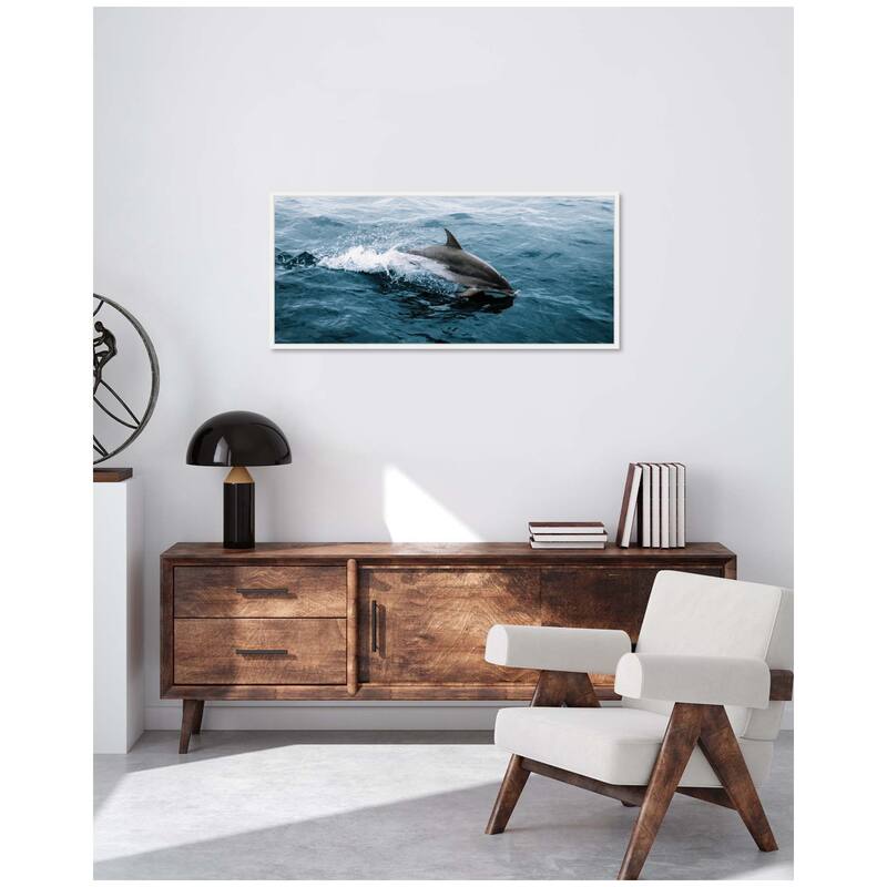 Kate and Laurel Sylvie Dolphin Skipping along in the Ocean Framed Canvas by Michael Schauer
