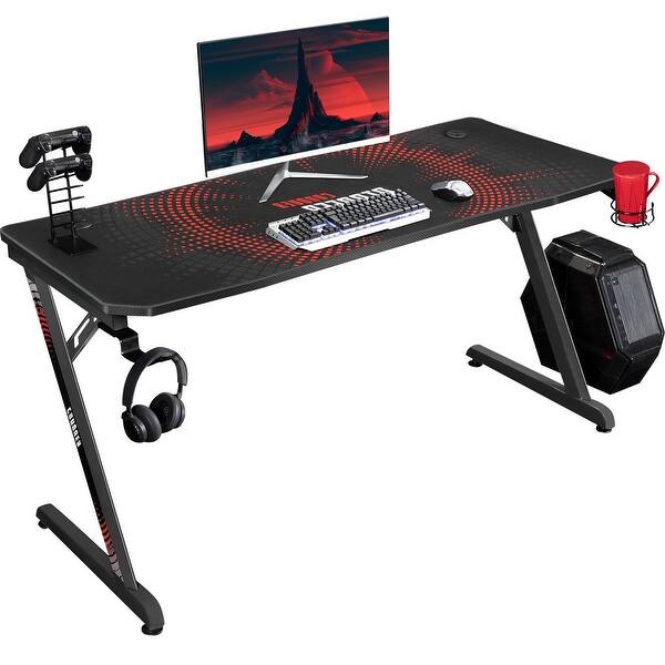 slide 2 of 17, Homall Gaming Desk Z Shaped Full Piece of Mouse Pad Computer Desk Black/55Inch