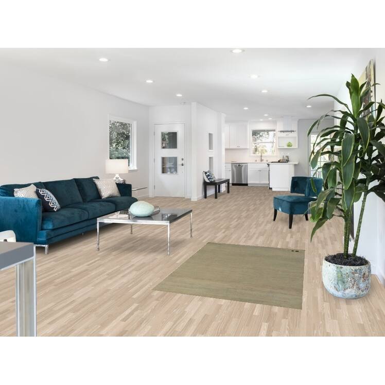 Solid Gabbeh Oriental Rug Handmade Solid Green Wool Carpet - 3'4" x 4'10"