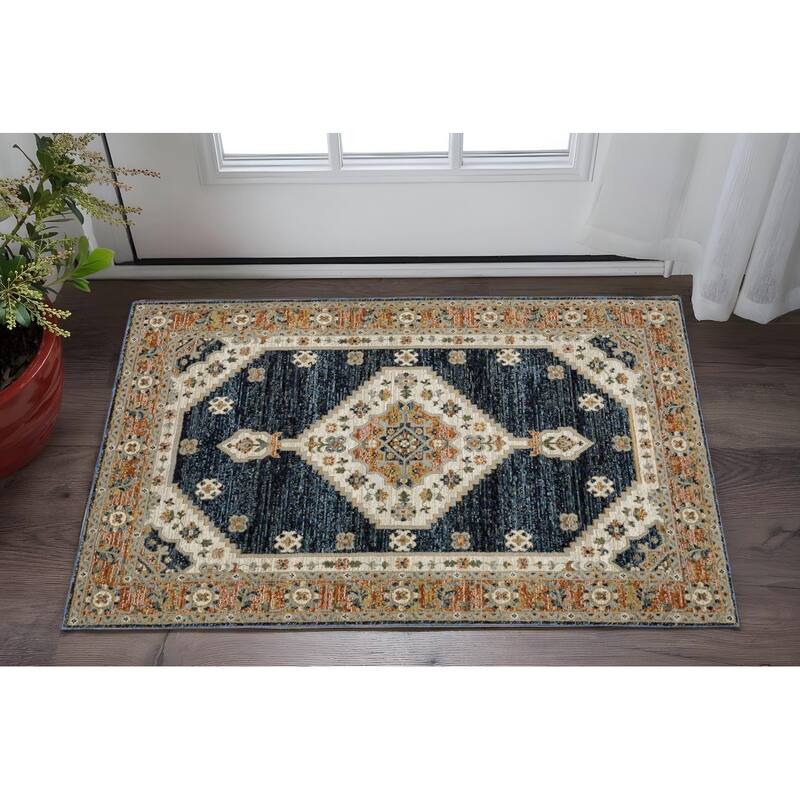 HomeRootsMedallion Bohemian Rectangle Area Rug - 39.37' X '22.83' X '0.55