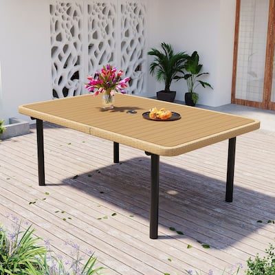 59" Outdoor Patio Dining Table, Tabletop with Umbrella Hole