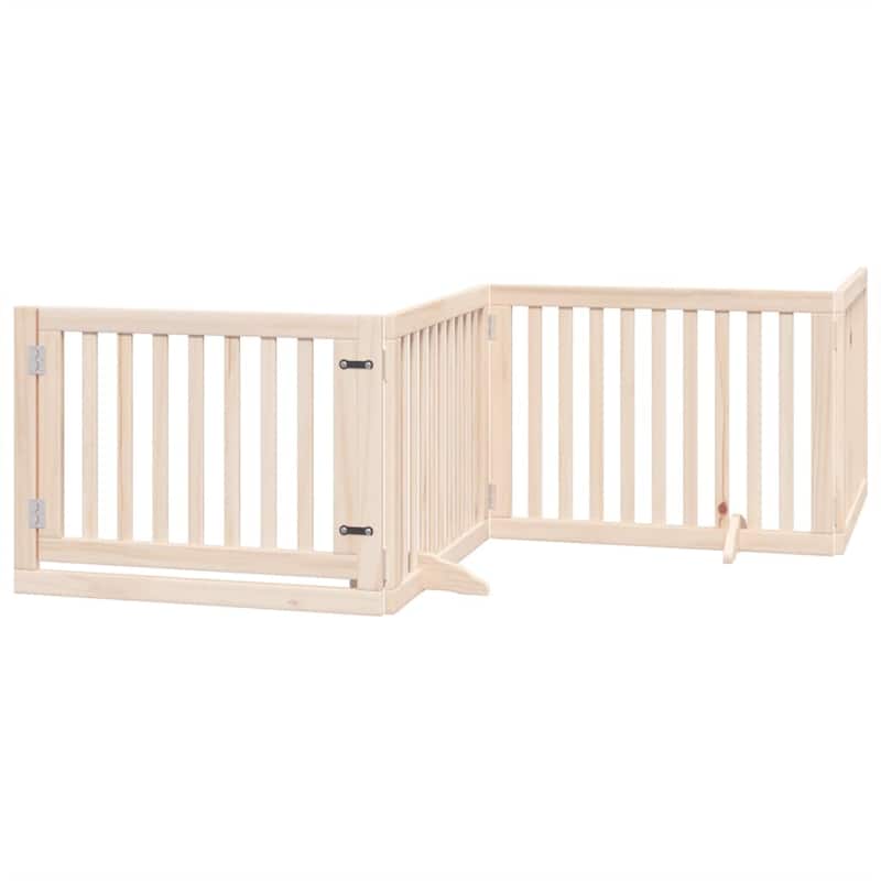 vidaXL Dog Gate Poplar wood Foldable Dog Gate Rectangular