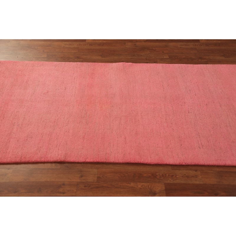 Pink Gabbeh Oriental Runner Rug Handmade Wool Carpet - 3'4" x 6'7"